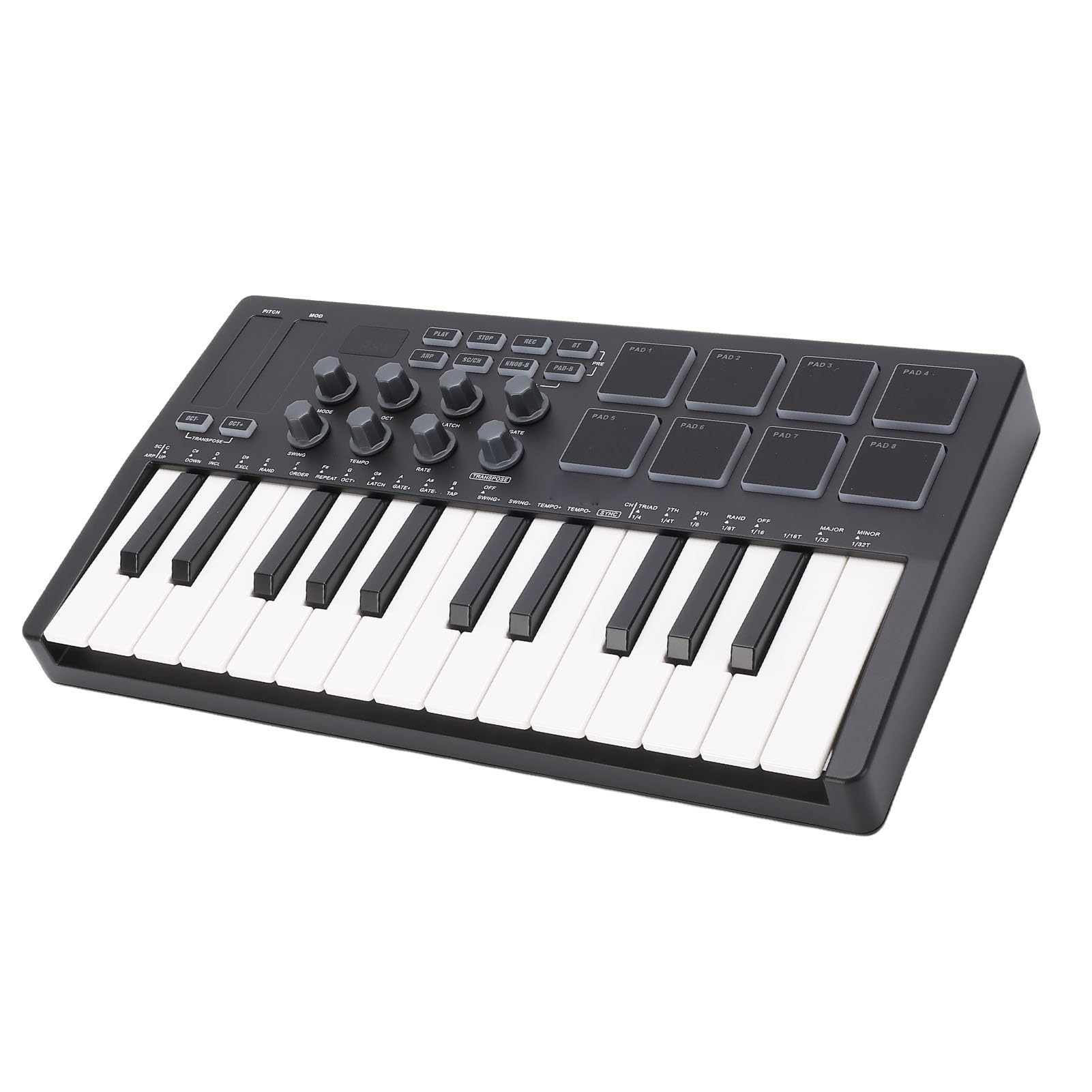 Generic Tastiera MIDI Compatta con 8 Pad RGB e 8 Manopole per la Produzione Musicale Creativa in Movimento, Nera