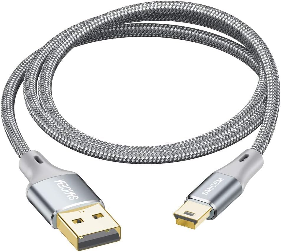 Mini USB Cable USB 2.0 High Speed Cable Type A to Mini B Data Charging Cable 2.4 A Compatible with Digital Camera, Hero 3/4, Hero HD, PS3 Controller, Dash Cam, Nikon, MP3, MP4, GPS, Data Sync, 6.6ft