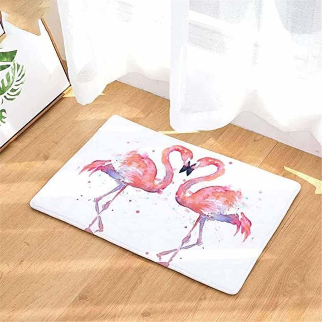 Paillasson extérieur entrée drôle tapis de sol résistant couple de flamants roses