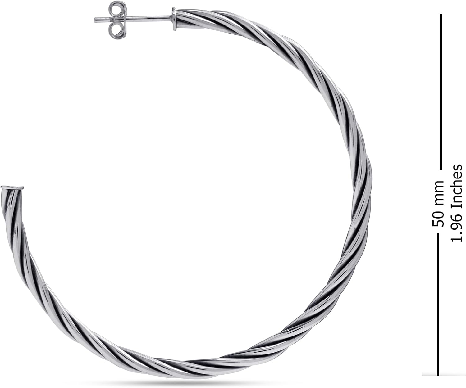 LeCalla ALL Made of 925 Sterling Silver Earrings Hoops Jewelry Medium Large Italian Gold-Plated Antique Twisted Diamond-Cut Open Half C Hoops Earring for Women - Image 6