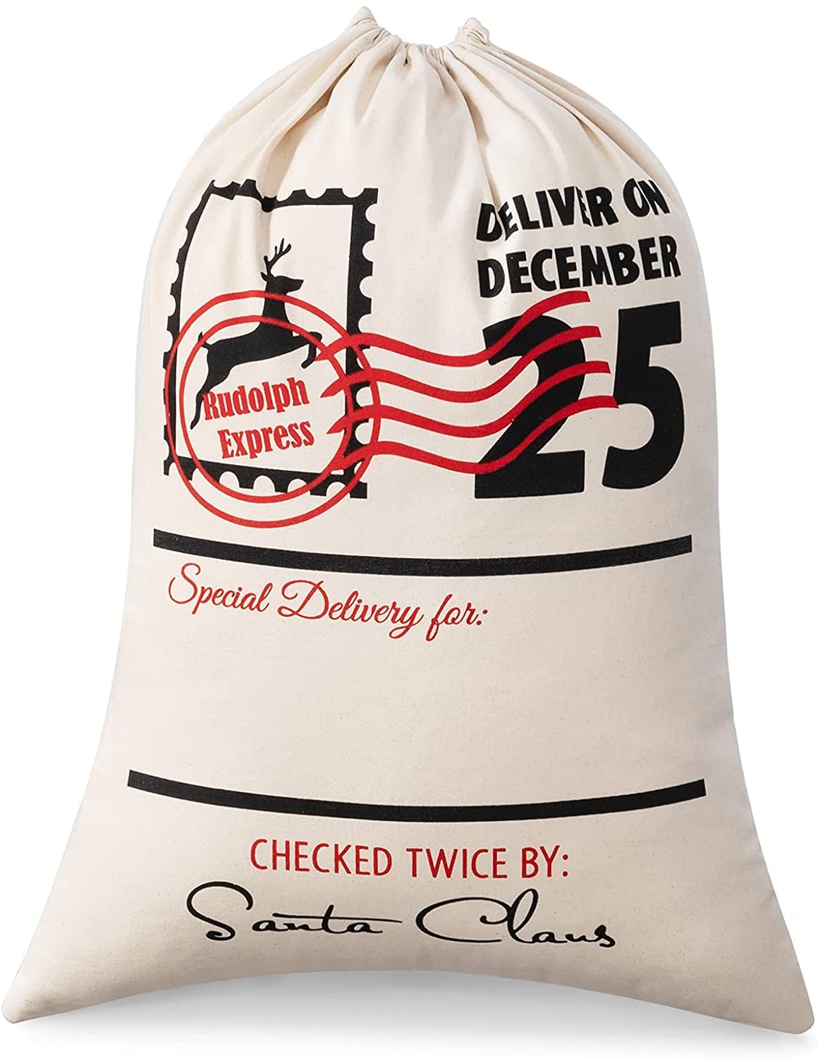 Boolavard 5 Blank Santa Sack 19.7"X27.6" Large Size Christmas Bag With Drawstring (5)