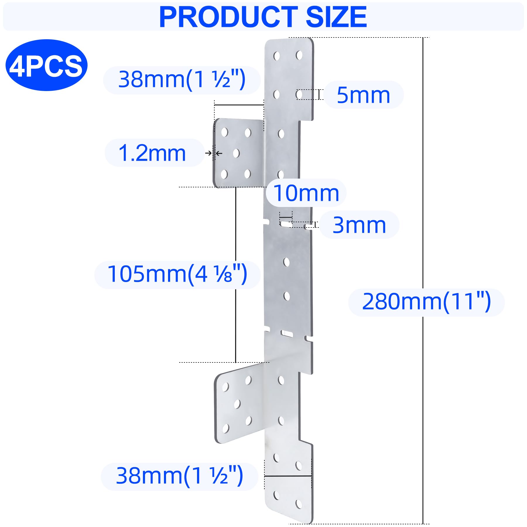Snapklik.com : 4Pcs Adjustable Stair-Stringer Connector,18 Gauge Heavy ...