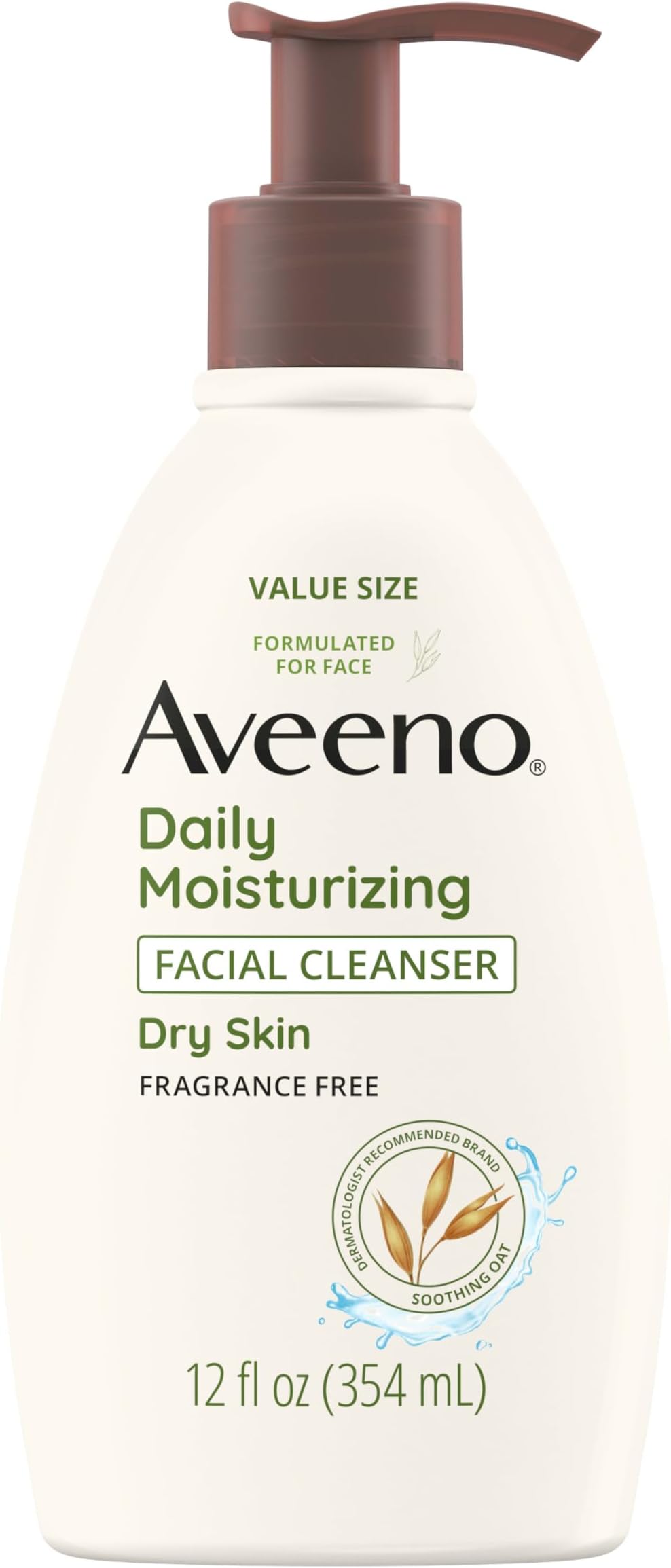 Daily Moisturizing Face Cleanser with Soothing Oat, Easy-to-Rinse Cleanser Removes Dirt, Oil & Other Impurities & Leaves Skin Feeling Soft & Supple, Fragrance-Free, 12 fl. oz