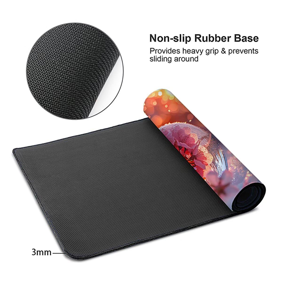 Tappetino per Mouse Gaming XXL 1200x600x3mm – Ufficio Mousepad Grande – Migliora la Velocità e la Precisione Tenuta Stabile Sottomano per Ufficio e Casa Accessori Scrivania – Nevicare Fiore LMDT11028