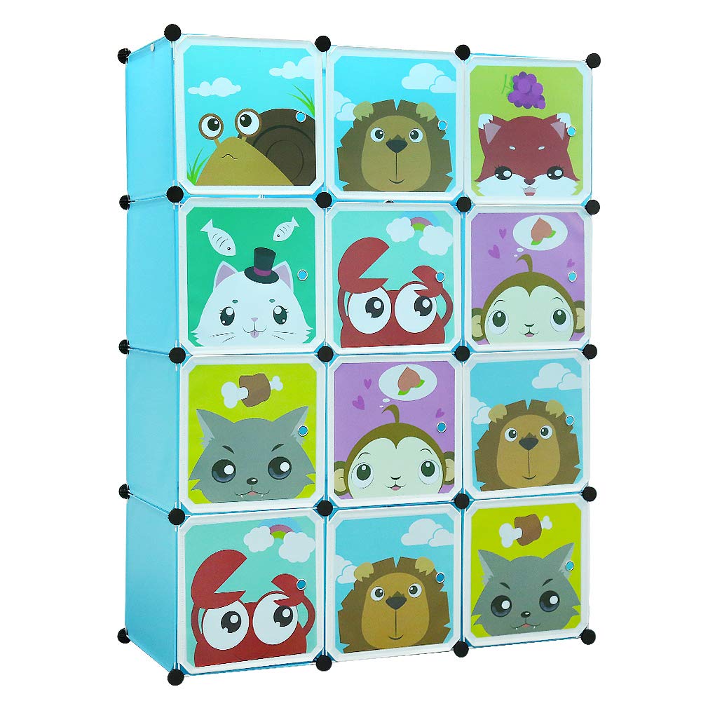 Venditore professionale - Scaffale in plastica per bambini, 12 cubi armadi per riporre vestiti, scarpe, giocattoli, cartoni