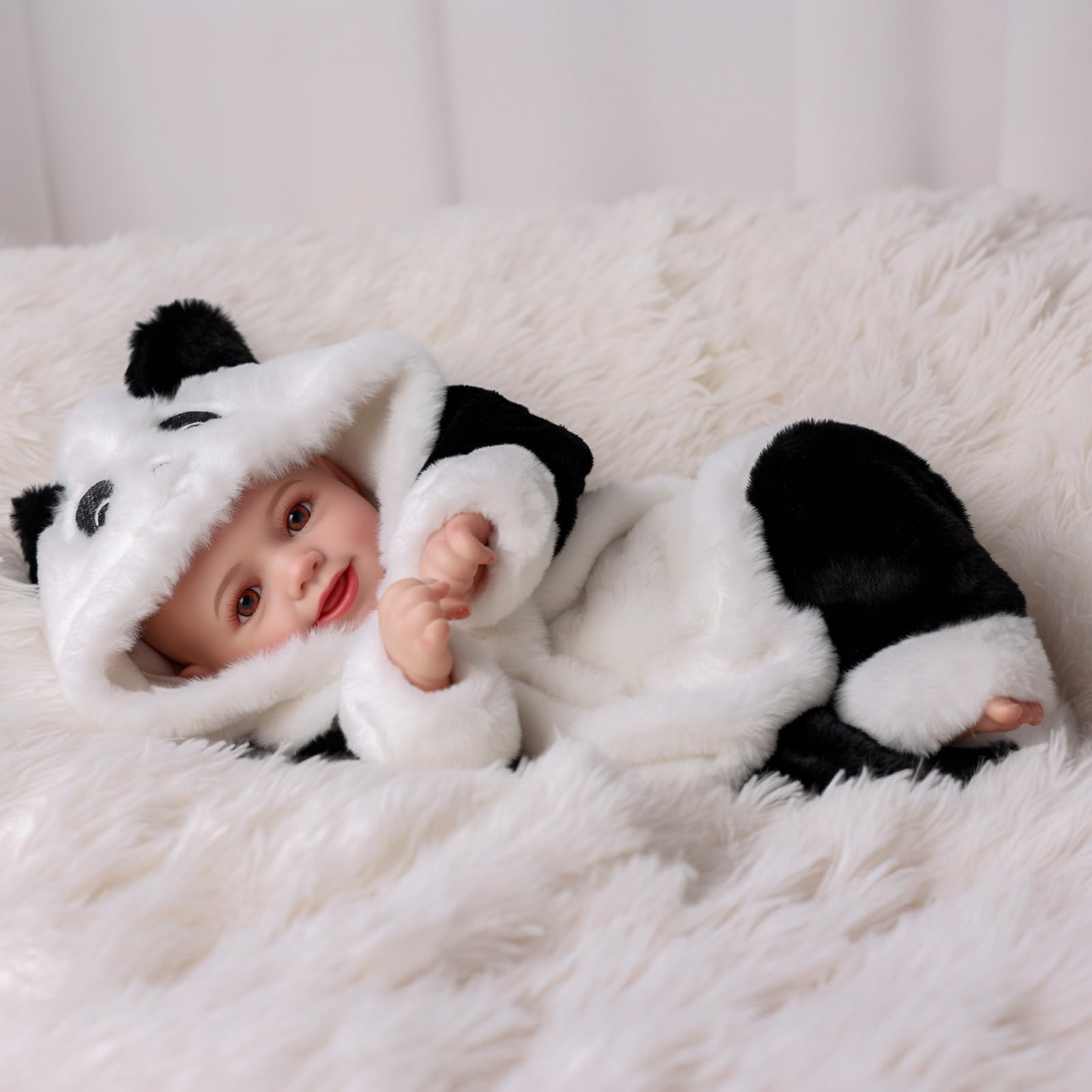 BABESIDE Reborn Babies Doll 17 pollici Sunny Realistico Neonato con Morbido Corpo in Tessuto Ragazze della Vita Reale Occhi Aperti,Panda