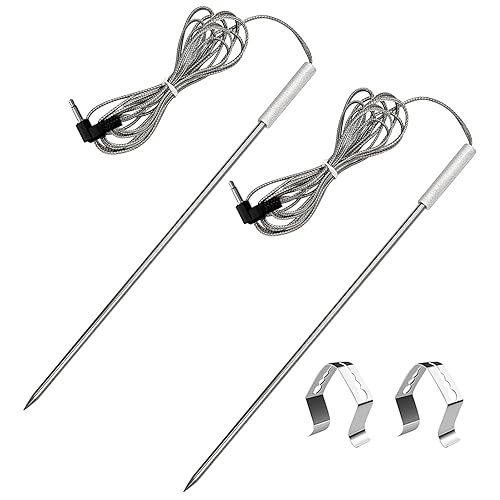 Expert Grill - Sonda de carne de repuesto para parrilla de pellets y ahumador, termómetro de enchufe de 0.138 in con 2 clips de sonda