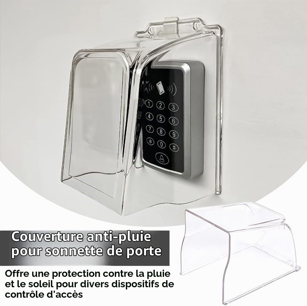 Protection contre la pluie pour sonnette de porte en plastique, protection anti-éblouissement pour sonnette de porte, accessoires pour systèmes de contrôle d'accès et de surveillance(Transparent)