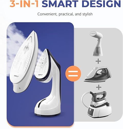 Miniatura 4 de Vaporizador para ropa, vaporizador y plancha 2 en 1 de 1600 W con placa de cerámica grande, potente vapor turbo, control inteligente de temperatura,