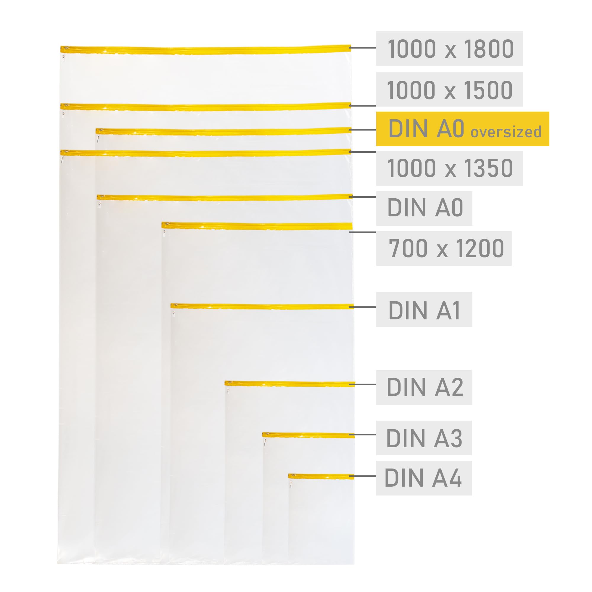 Planschutztaschen DIN A0 oversize, DIN A1, DIN A2, DIN A3, 700 x 1200, 900 x 1400, 1000 x 1350 für Baupläne, Planschutzfolie, Planschutzhülle (900 x 1400 5er Pack DIN A0 oversize)