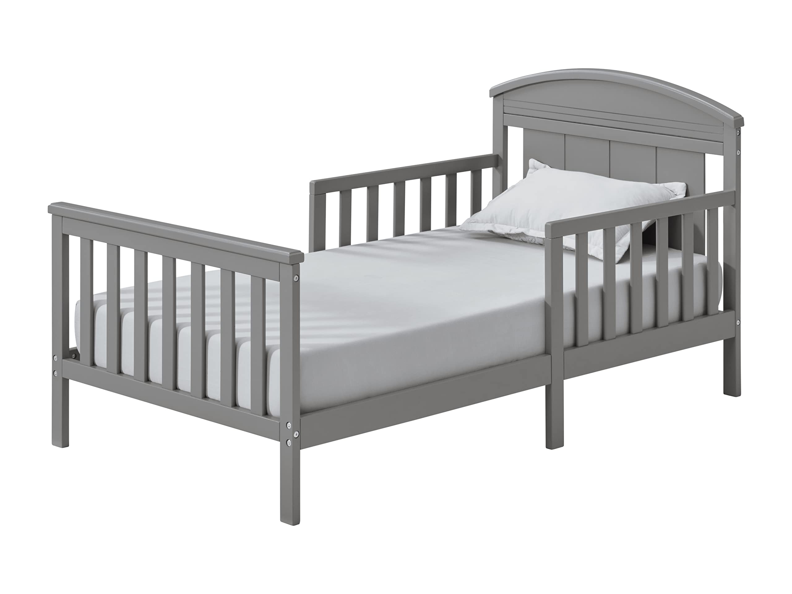 Oxford Baby Baldwin Wood Frame Toddler Bed with Guardrails and ArchedHeadboard, Dove Gray