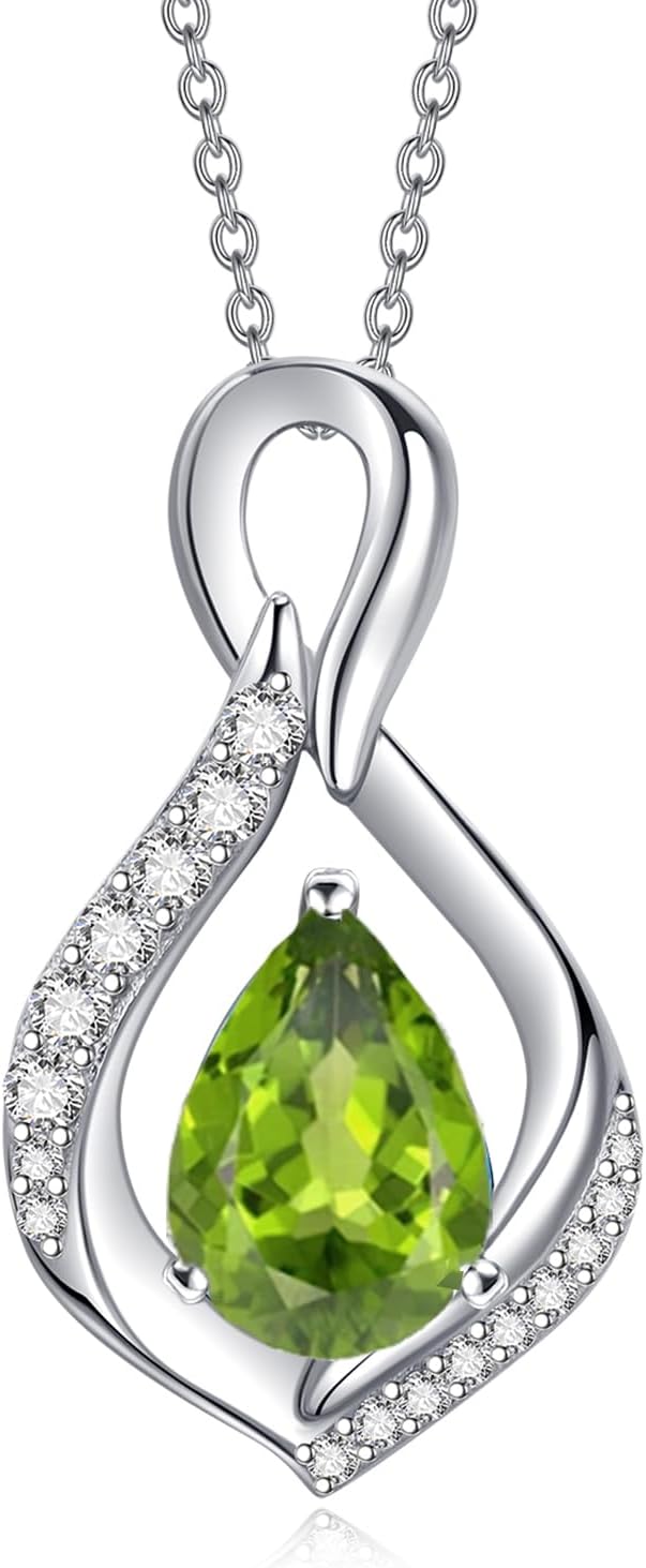 AENEAS Infinity Birthstone Necklace for Women Sterling Silver Infinity Teardrop Pendant Forever Love Jewelry Gift for Birthday Anniversary Christmas