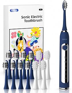 F1 Sonic Electric Toothbrush for Adults, 42000VPM for Deep Cleaning | USB charge ，5 Modes for Sensitive Teeth & Brace，8 cleaning brush heads, 4 sensitive brush heads，Smart Timer, IPX8（Blue）