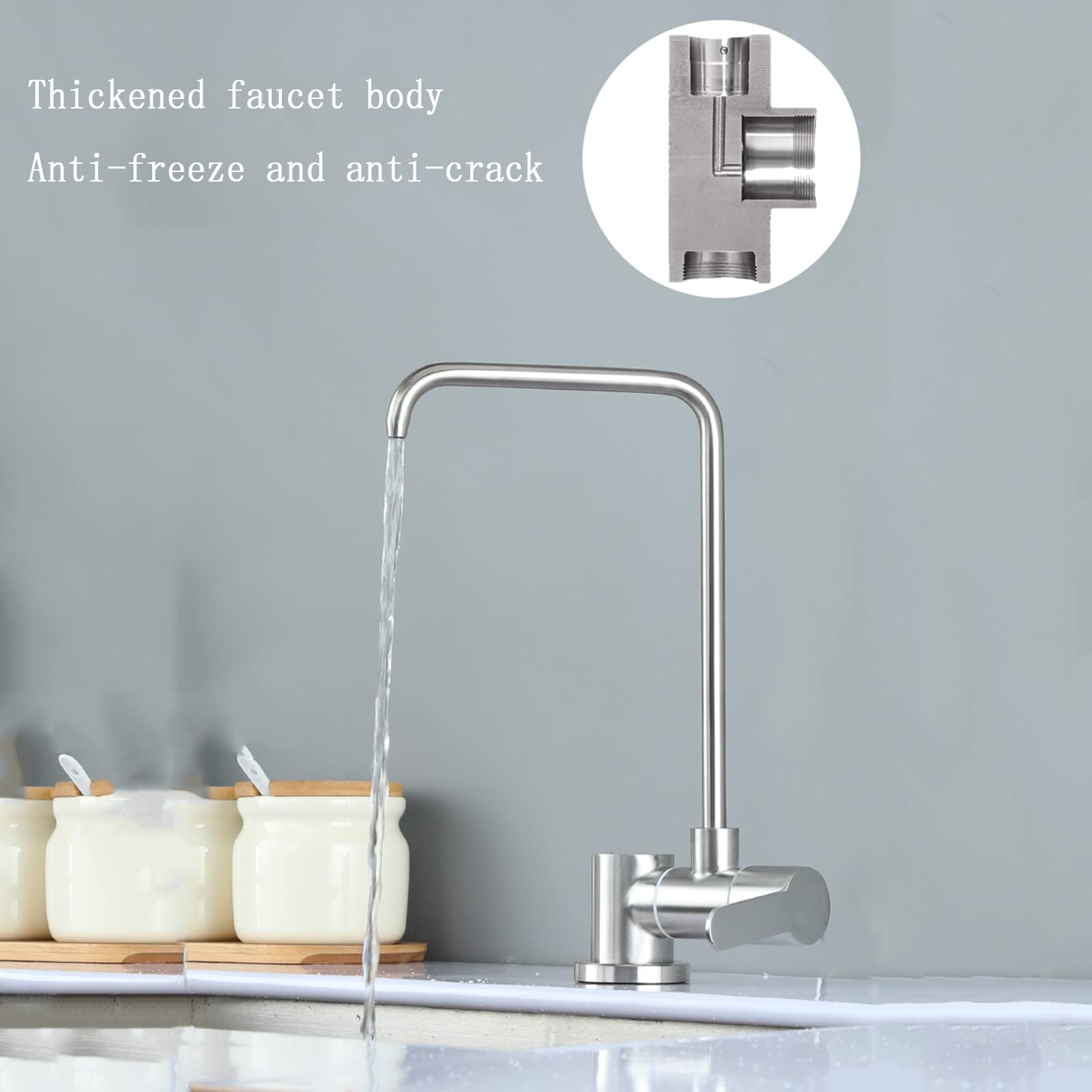 Grifo con Filtro De Agua para Fregadero De Cocina, Plegable, De Ósmosis Inversa, para Agua Fría, Cepillado A