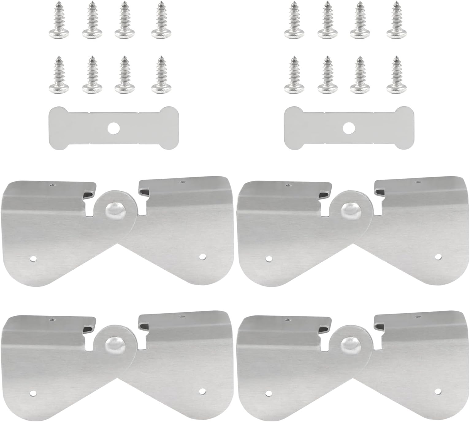 4 Pack Rain Gutter Downspout Extension Hinge Include Screws, Stainless Steel Flip-Up Hinge Zip Clasp, Compatible Rectangle or Square Downspout for Rain Gutters/Home Installation