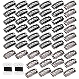 TNJPSEK 50 Pack Weave Clips for Hair Extensions, 2 Set Stainless Steel U-Shape DIY Needle & Thread Kit, 32mm 6-Teeth Snap Clips for Secure Wig & Extension Attachment (Black & Brown)