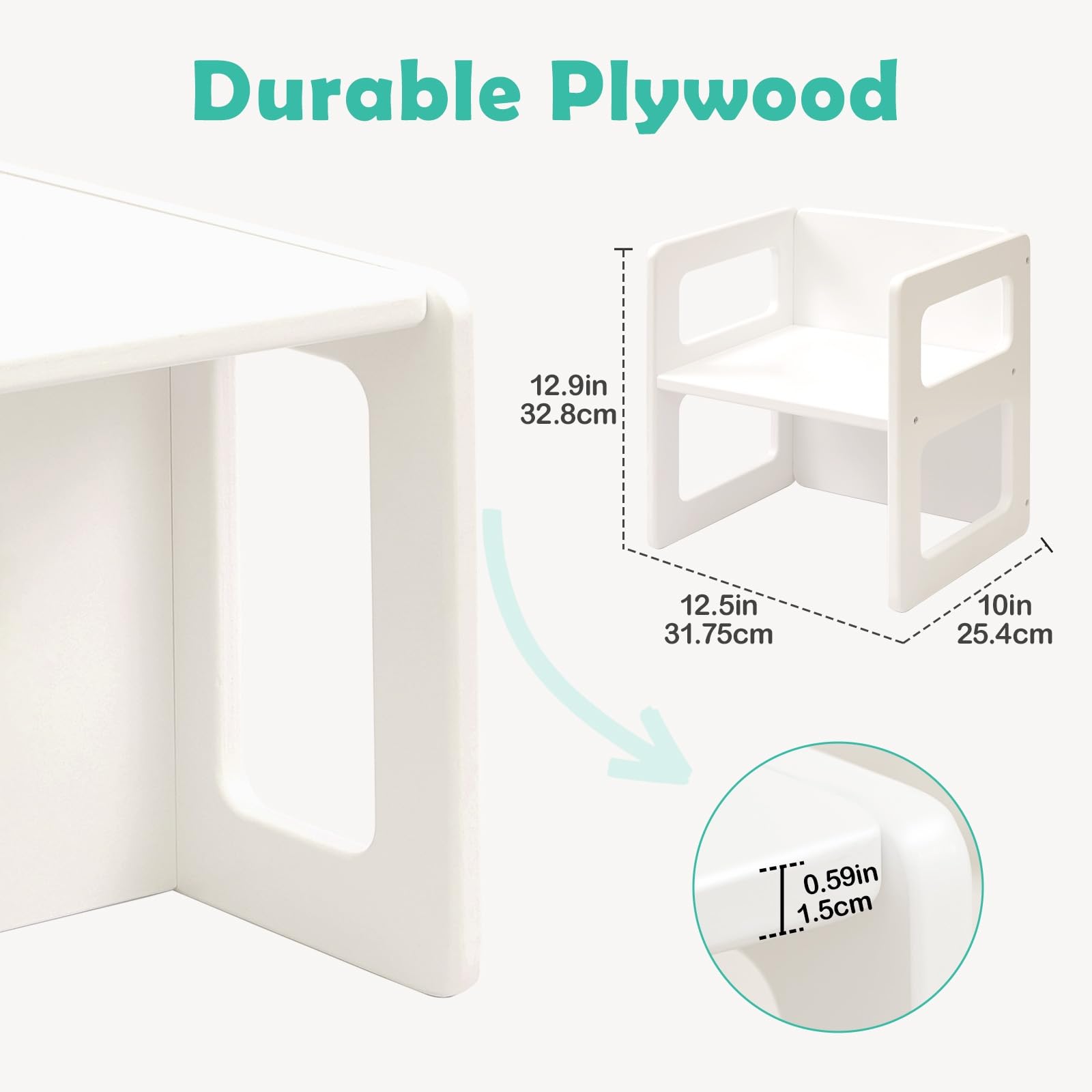 FUNLIO Chaise de Sevrage Montessori Réglable en Hauteur pour Enfants 1-3 Ans, Bois Solide, Blanc (2pcs)