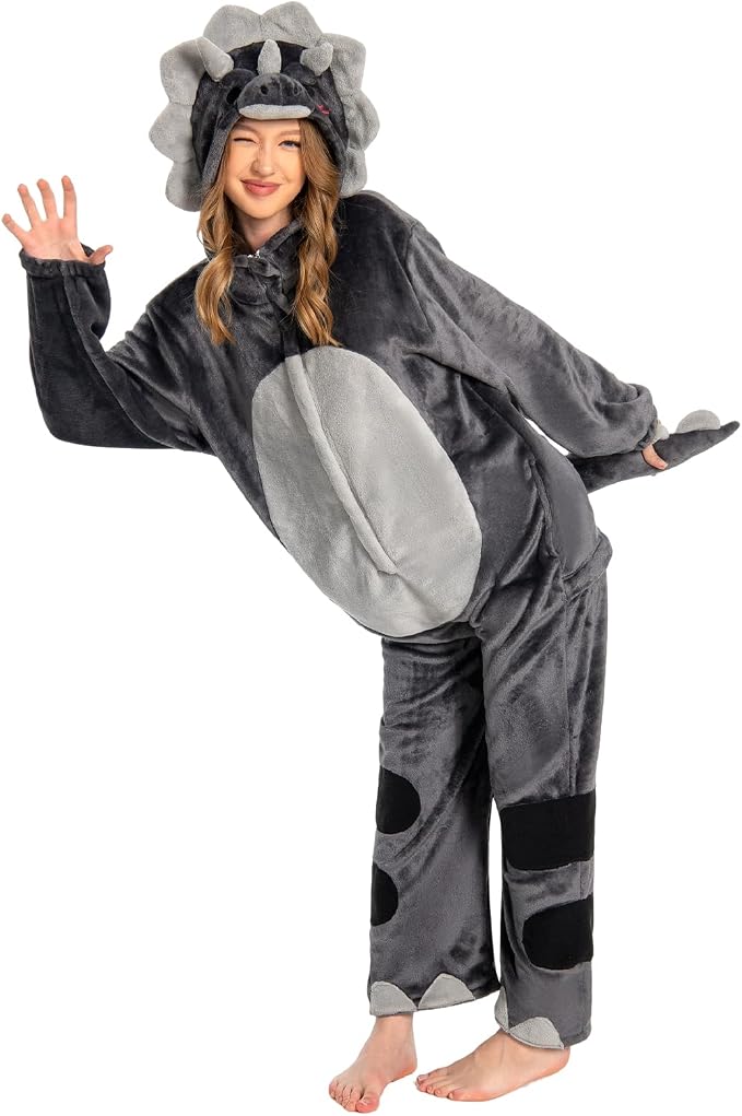 OLAOLA Triceratops plush dinosaur onesie pajama costume