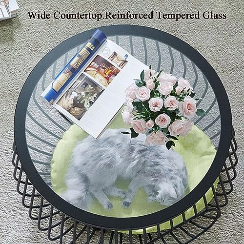 Table basse à nid de chat intégrée JATIBOSH avec étagères et plateau rond de salon - 7