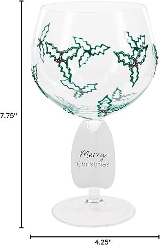 Miniatura 9 de Pavilion Gift Company Feliz Navidad - Acebo y bayas - Copa de vino pintada a mano (24 oz)