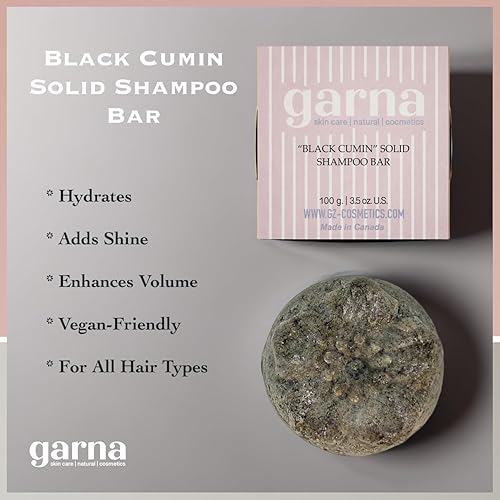 Miniatura 2 de Garna Black Cumin - Barra de champú sólido, 2 unidades de 3.5 onzas, natural, vegano, ecológico, más de 50 lavados, lavado de cabello de larga