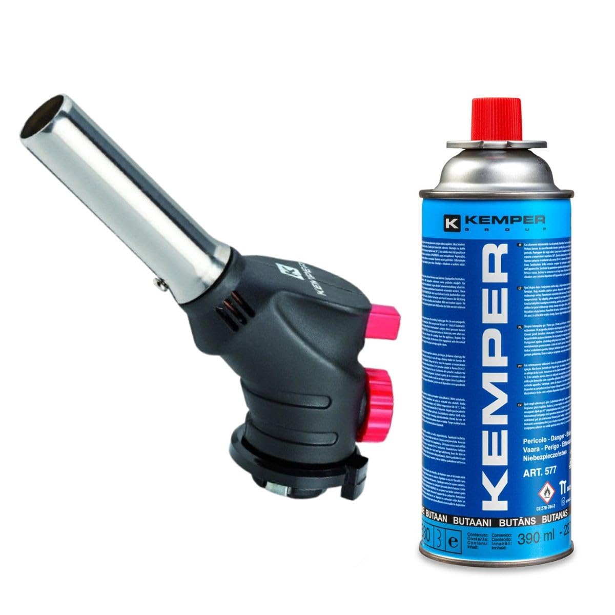 Kemper - Cannello a gas + ricarica di butano propano da 227 g, multifunzione