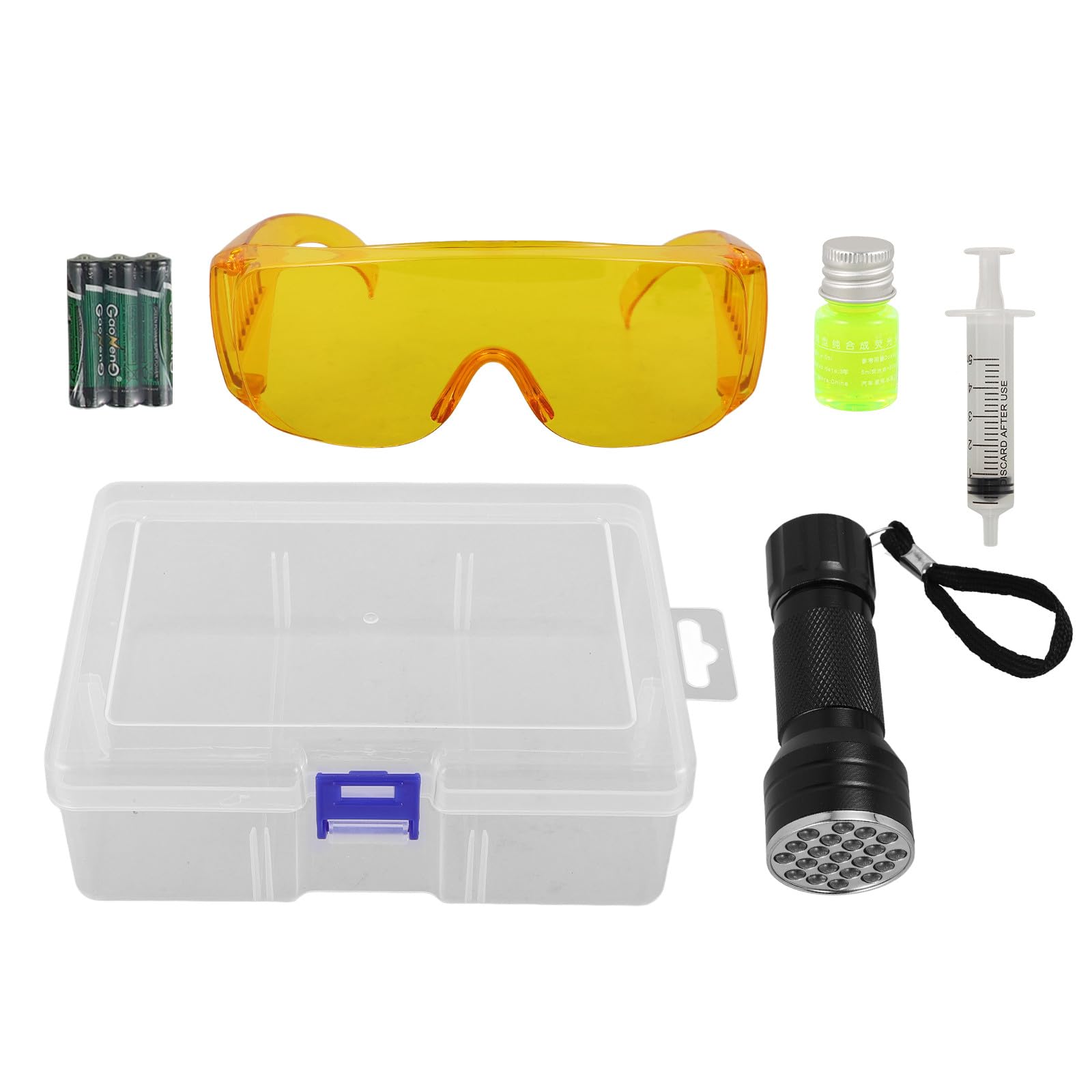 TOYANDONA Kit de Détection de Fuites et Lunettes de pour Climatisation Automobile Lampe Torche UV Plastique Solide Compatible pour Différents Modèles de Voiture