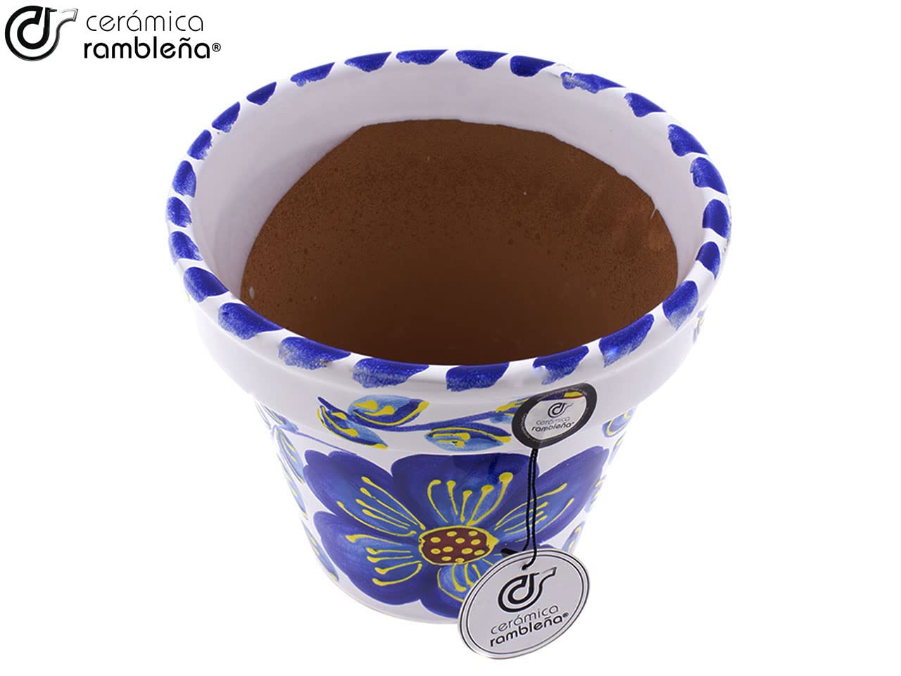 Ceramic RAMBLEÑA | Garnki z czerwonego błota | Dekoracyjne doniczki | Doniczki ceramiczne | Doniczki zewnętrzne | Model D101 | 100% Ręcznie robiona dekoracja | 20x20x17 cm