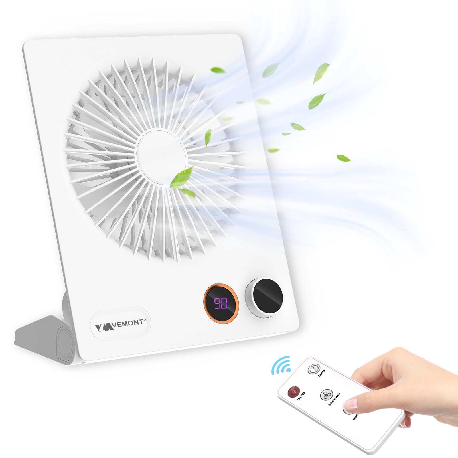 WHATOOK USB Ventilator Leiser 2 Stück: Stufenlos 1-100 Regler, 2000mAh Akku Tischventilator Mit LED-Anzeige, Tragbarer Mini Ventilator Für Tisch Schreibtisch Büro Zuhause Schlafzimmer
