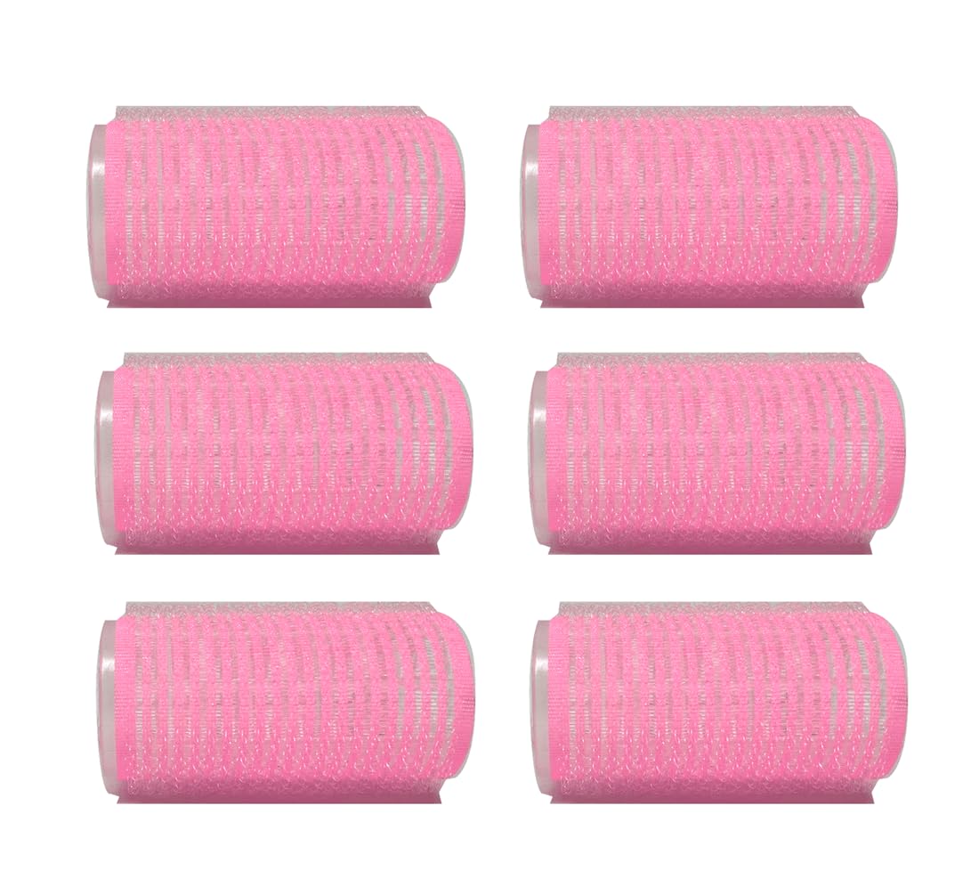 6-Pack Self-Grip Hair Rollers, 30mm-32mm (1"-1.2") Volume Curlers, Random Color