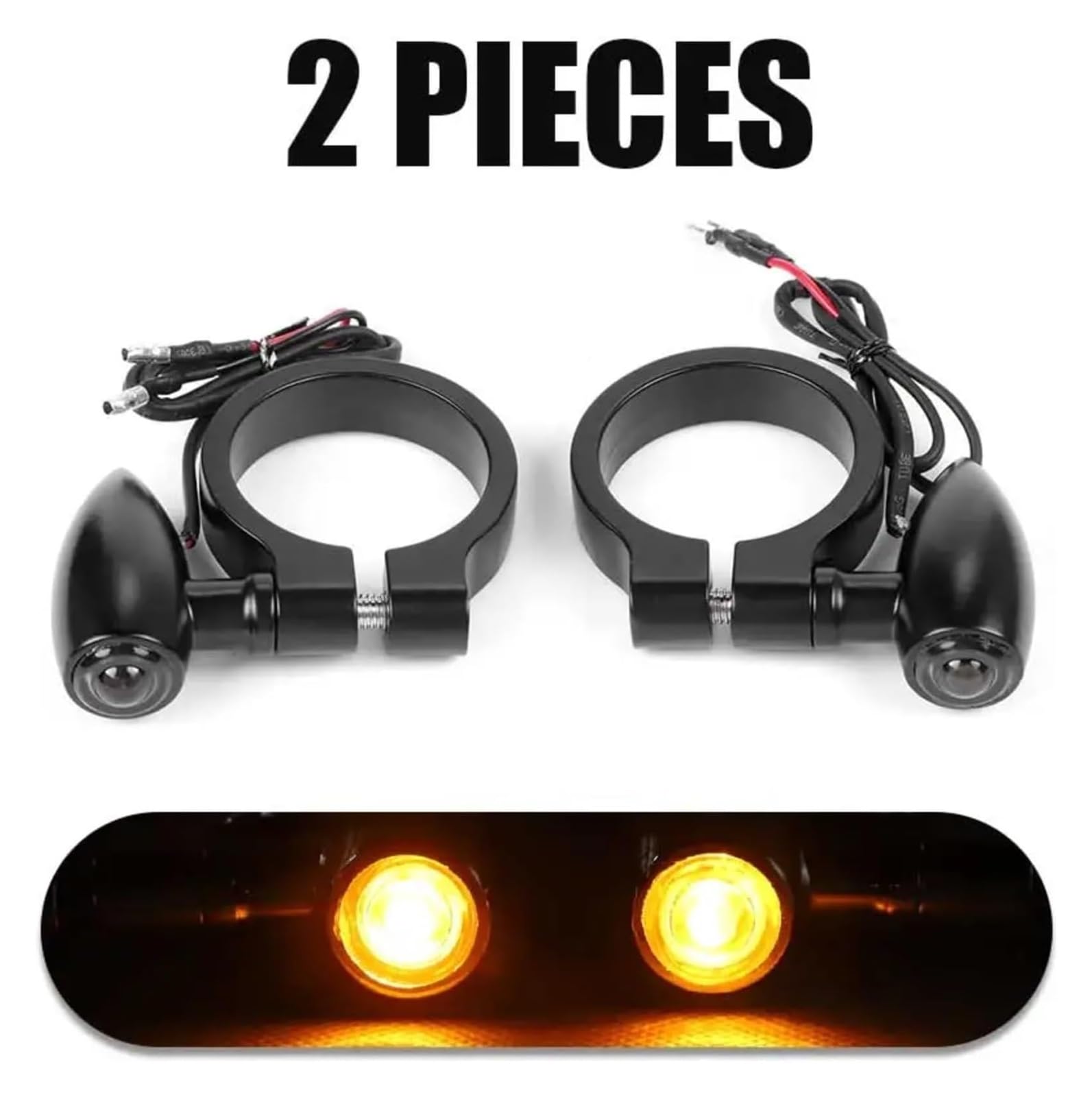 Indicatore di direzione Moto 12V Indicatore di Direzione per Moto Luci Lampeggianti Diurne Freno(2pcs Black)
