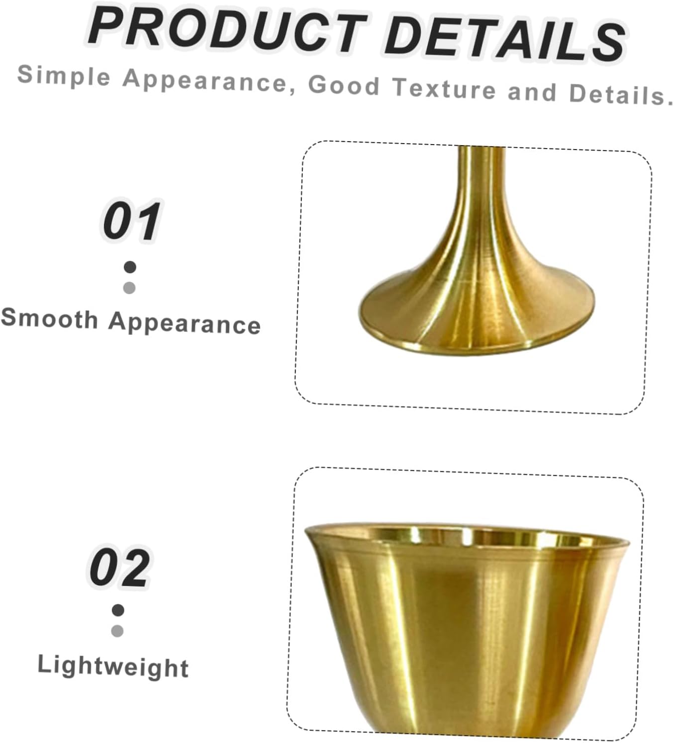 POPETPOP 2pcs Decorative Brass Copper Cup Goblets for Xmas Temple Offerings