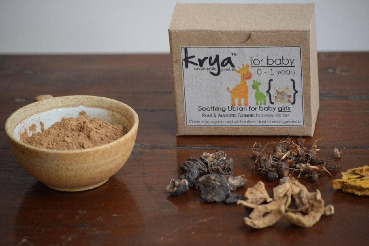 Krya Ubtan (ayurvedic body wash powder) for baby girls - 30 ayurvedic herbs and organic grains carefully processed -Chemical free, Non-toxic, All Natural (200 gm)