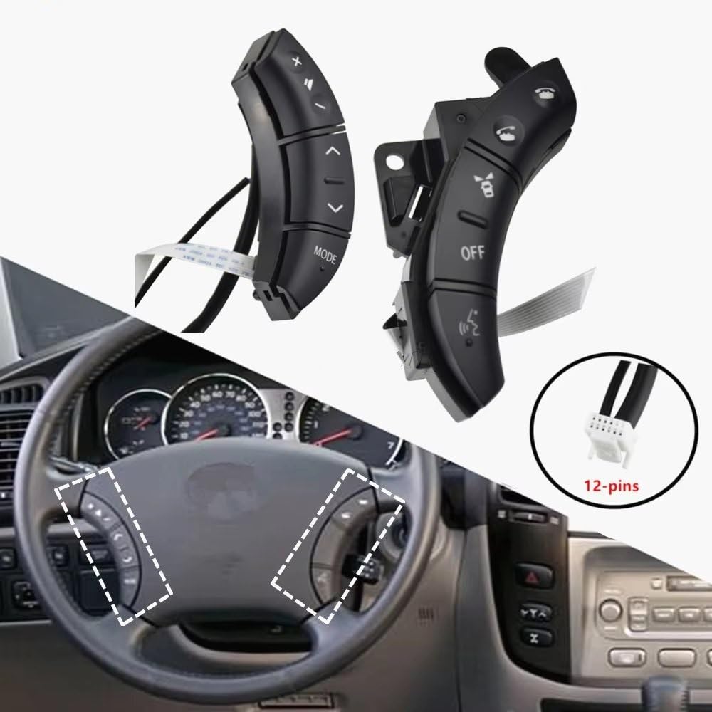 Botón Control Crucero Volante Interruptor De Control del Volante Negro 75B037 84258-58010-C0 para Toyota para Highlander para Land para Cruiser 2003-2009