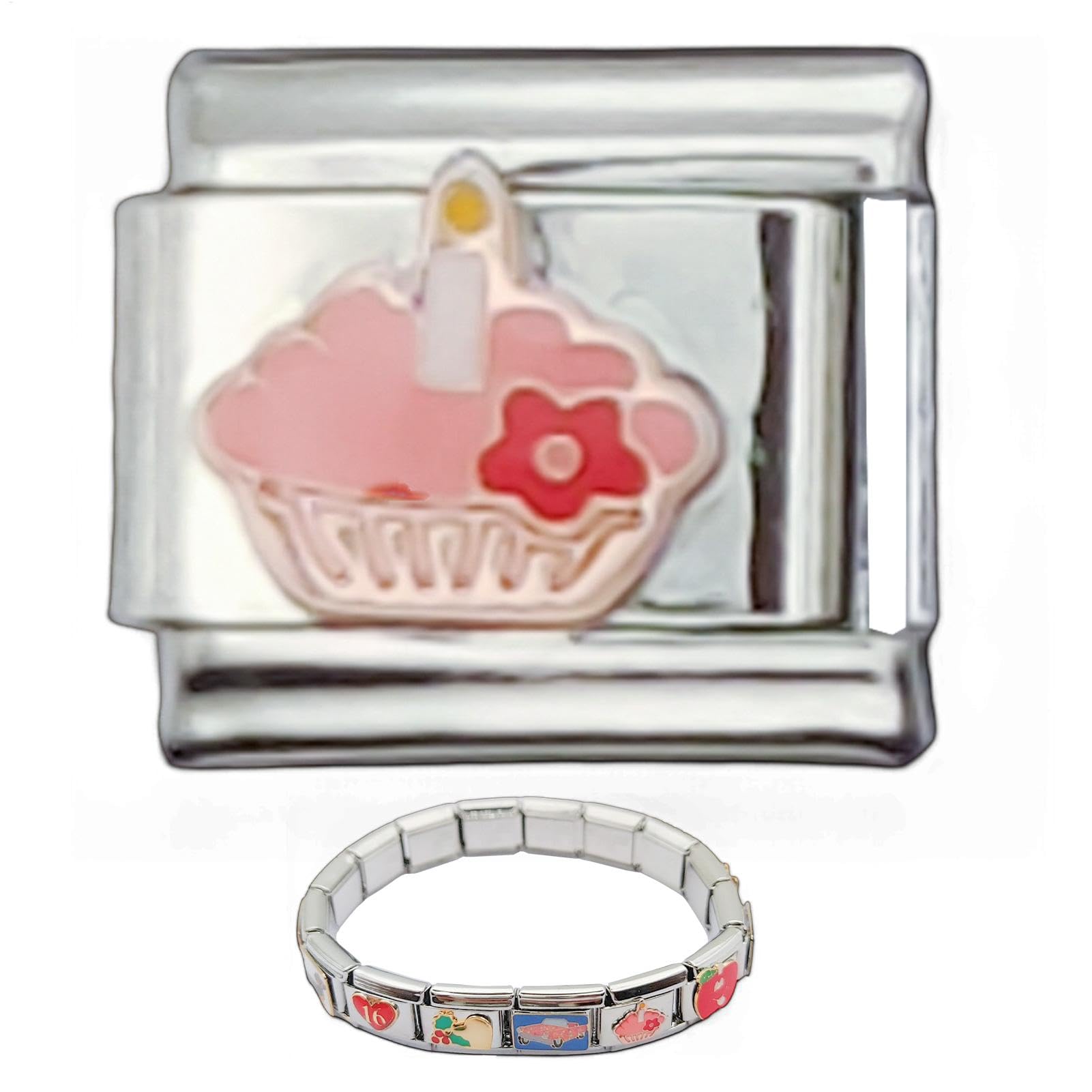 Dije de pulsera con dijes italianos,Dije de pulsera italiano | Dije intercambiable con eslabones de pulsera de acero inoxidable,Pulseras con dijes de eslabones de 1 cm para eslabones de pulsera con di