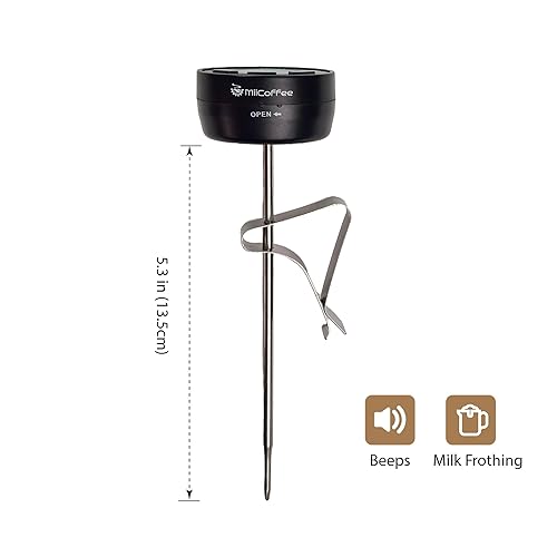 Miniatura 3 de MiiCoffee Termómetro digital de espuma de leche con clip, accesorios para máquina de café expreso para cocinar leche al vapor (Fahrenheit)