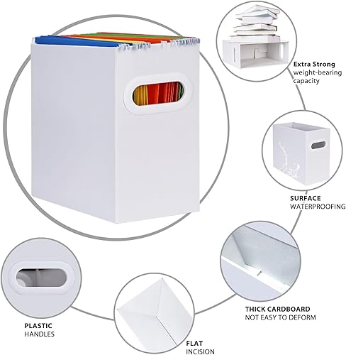 Vista 61 de Organizador de carpetas de archivos colgantes de cartón, caja de archivos plegable para tamaño carta, almacenamiento portátil de archivos