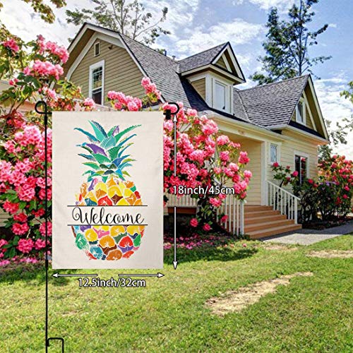 Colorful Pineapple Welcome Small Garden Flag Vertical Double Sided 12.5 X 18 Inch Summer Farmhouse Burlap Yard Outdoor Decor #TOP1