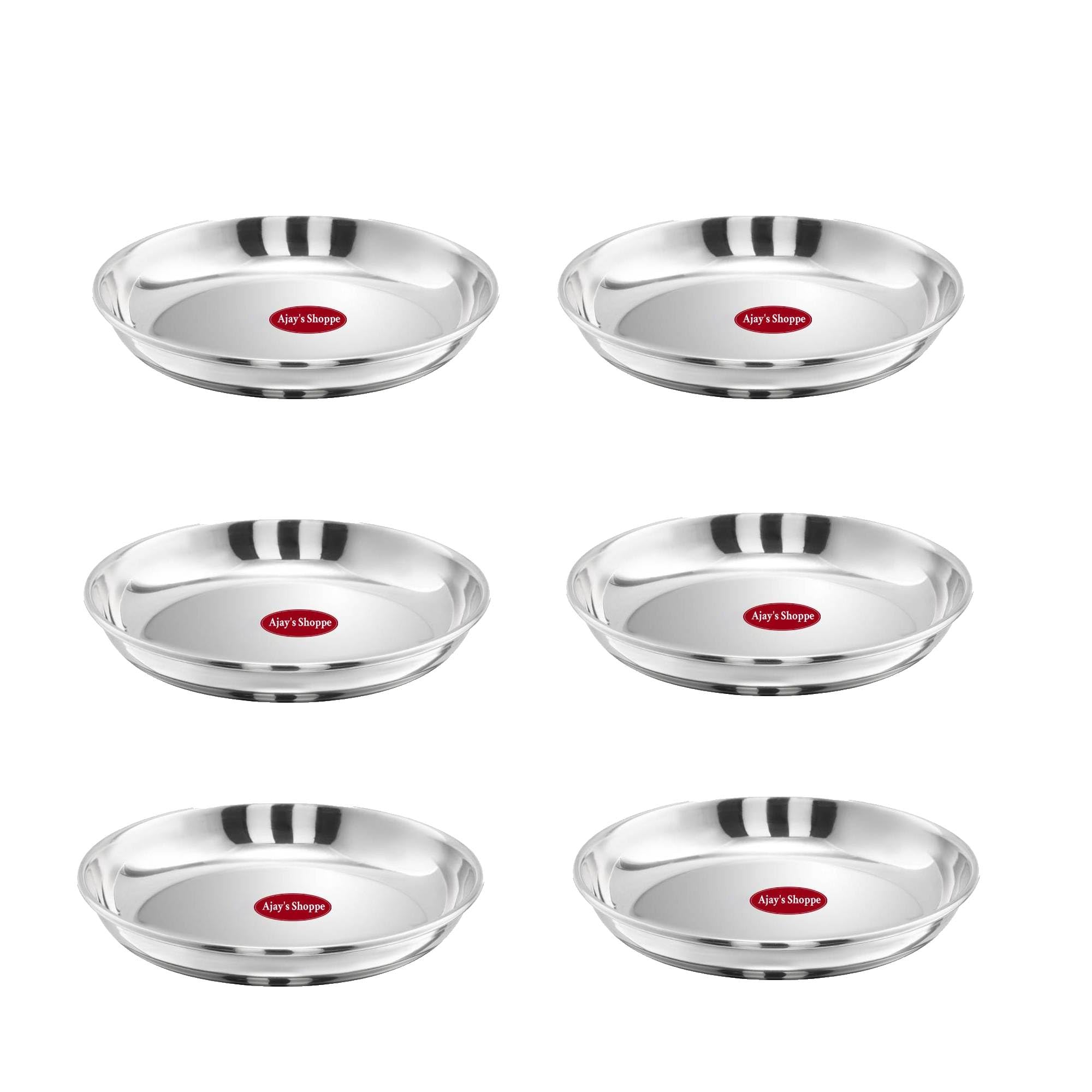Ajay's Shoppe Stainless Steel Heavy Gauge Dessert/Sweet/Salad/Snacks Plates with Mirror Finish (Large)