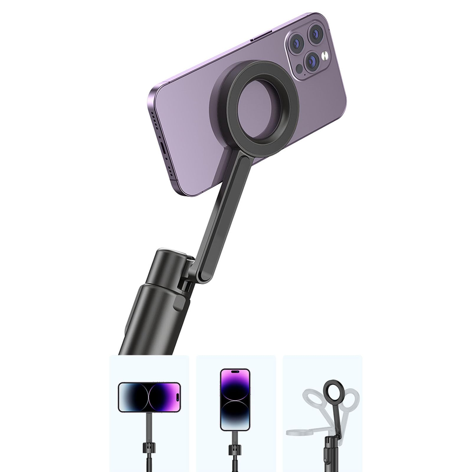 Forte supporto per telefono Treppiedi Selfie Stick 3200 Gauss 360 Rotazione Pieghevole 24,2 cm 30,50 cm Antiscivolo Base in Silicone Treppiedi per telefono
