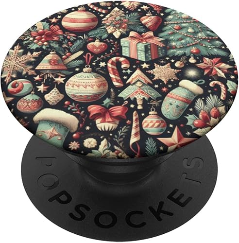 Patrón de Navidad vintage decoraciones de Navidad de invierno PopSockets estándar PopGrip