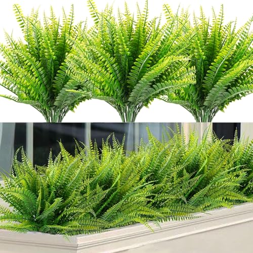 DabbOo 12 PCS Fake Ferns Plantes Artificielles Plante Exterieur Artificiel Fougère de Boston Convient pour Une Utilisation Intérieure et Extérieure, Balcon, Jardin, Décoration de Rebord de Fenêtre