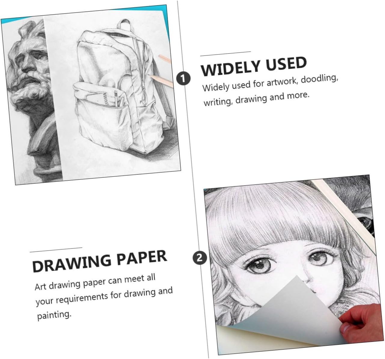 MINAOLULUS 40 Sheets Thick Sketch Drawing Paper for Artists Multi-Purpose Blank Art for Painting Writing Watercolor and Craft Projects White Paper for School and Professional Use