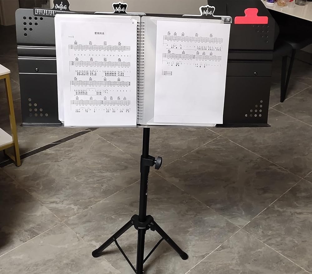 Leggio resistente con altezza regolabile da 91,9 a 135,9 cm, supporto rotante per spartiti per palcoscenico, studio, direttore d'orchestra, orchestra e band