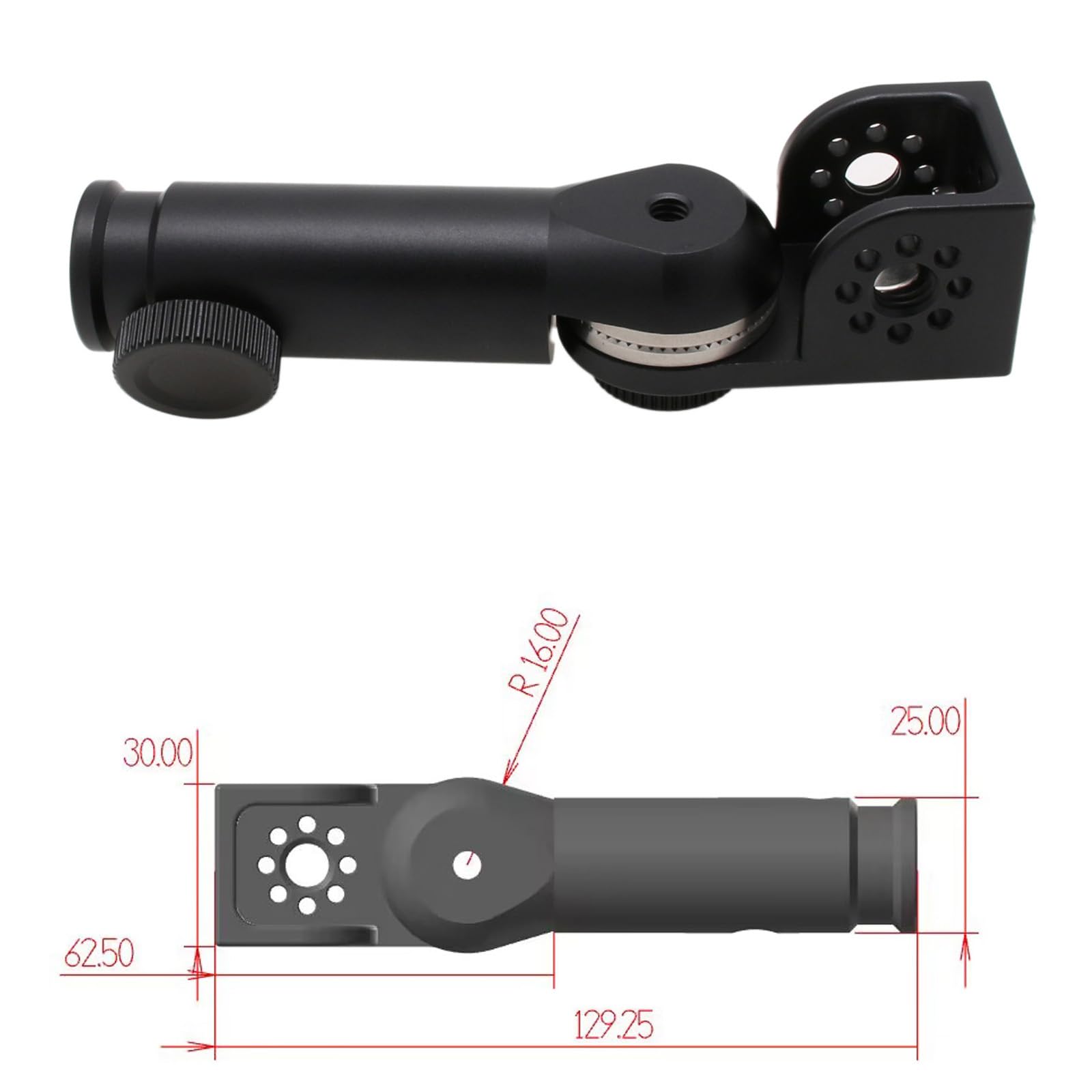 HangTon Adattatore per treppiede e staffa da 3/8" 1/4", rotazione di 180 gradi, per monitor video, obiettivo motore, microfono, sistema wireless Teradek, nero