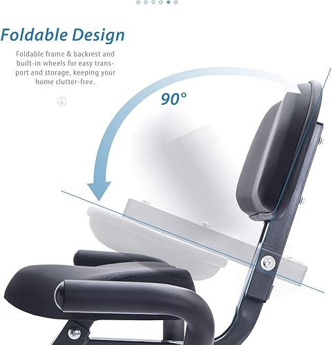 Vista 2 de Merax Bicicleta estática plegable para interiores, vertical, reclinada, para fitness, bicicleta magnética con resistencia ajustable de 16 niveles