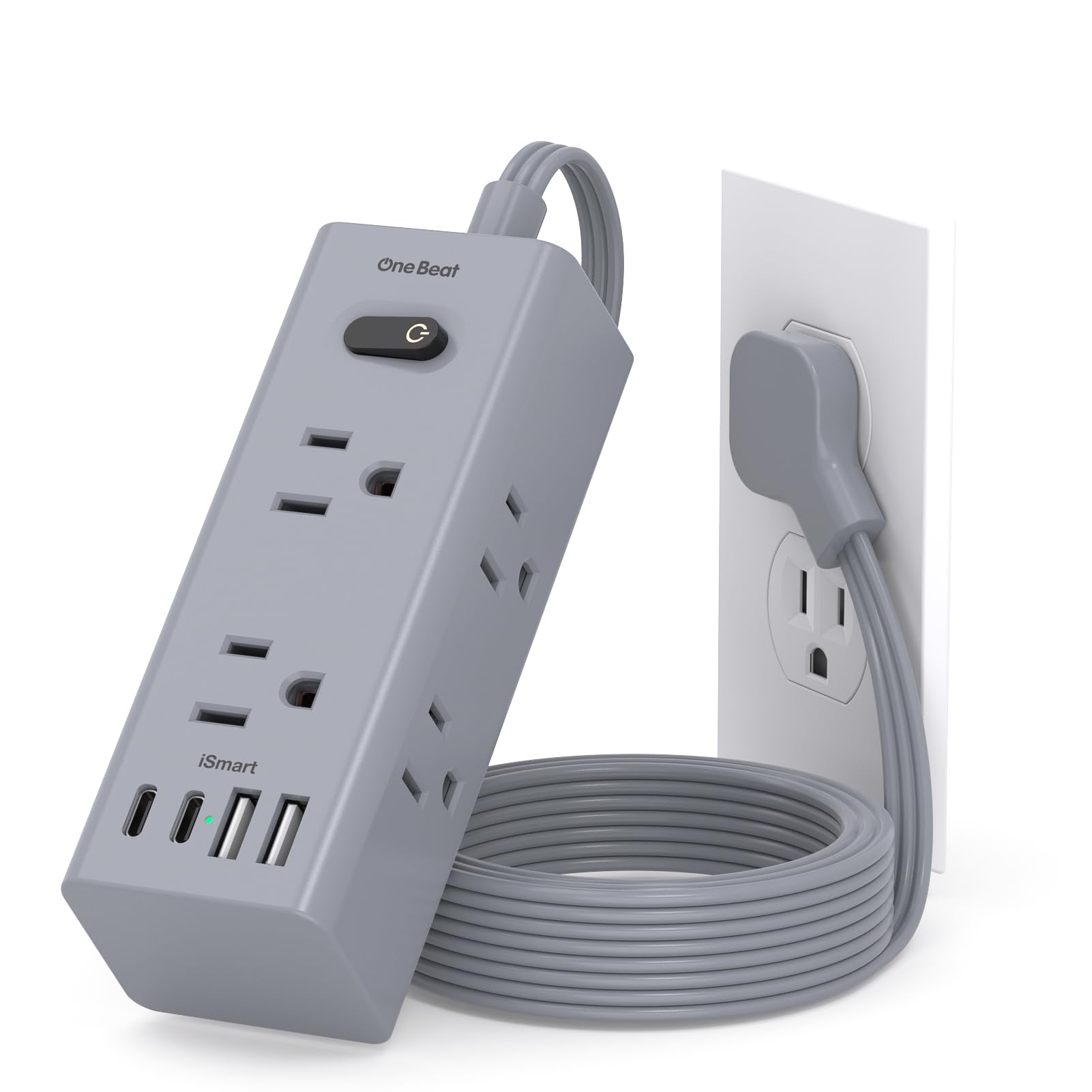 One Beat 5Ft Extension Cord with Multiple Outlets,Flat Plug Power Strip