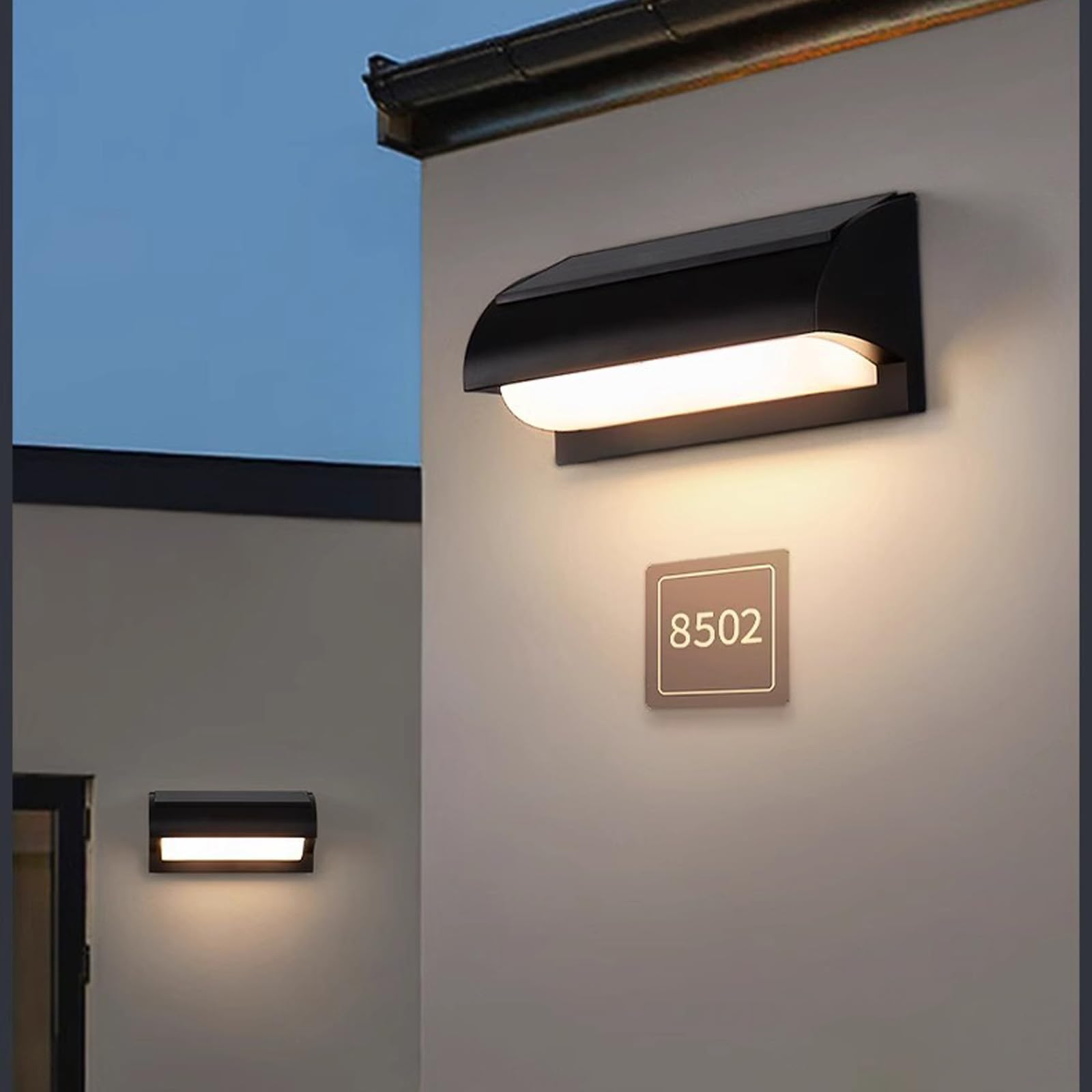 Zewnętrzna lampa ścienna LED solarna lampa ścienna z pilotem oświetlenie ścienne z czujnikiem ruchu, nowoczesna lampa ścienna akrylowa na taras, korytarz, garaż (1 sztuka)