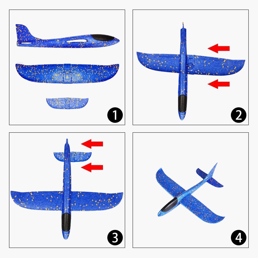 Aviones Planeadores Juguete de Poliespan, 4 Pieza de Corcho, 35cm, Regalos de Deportes al Aire Libre Para Niños y Niñas