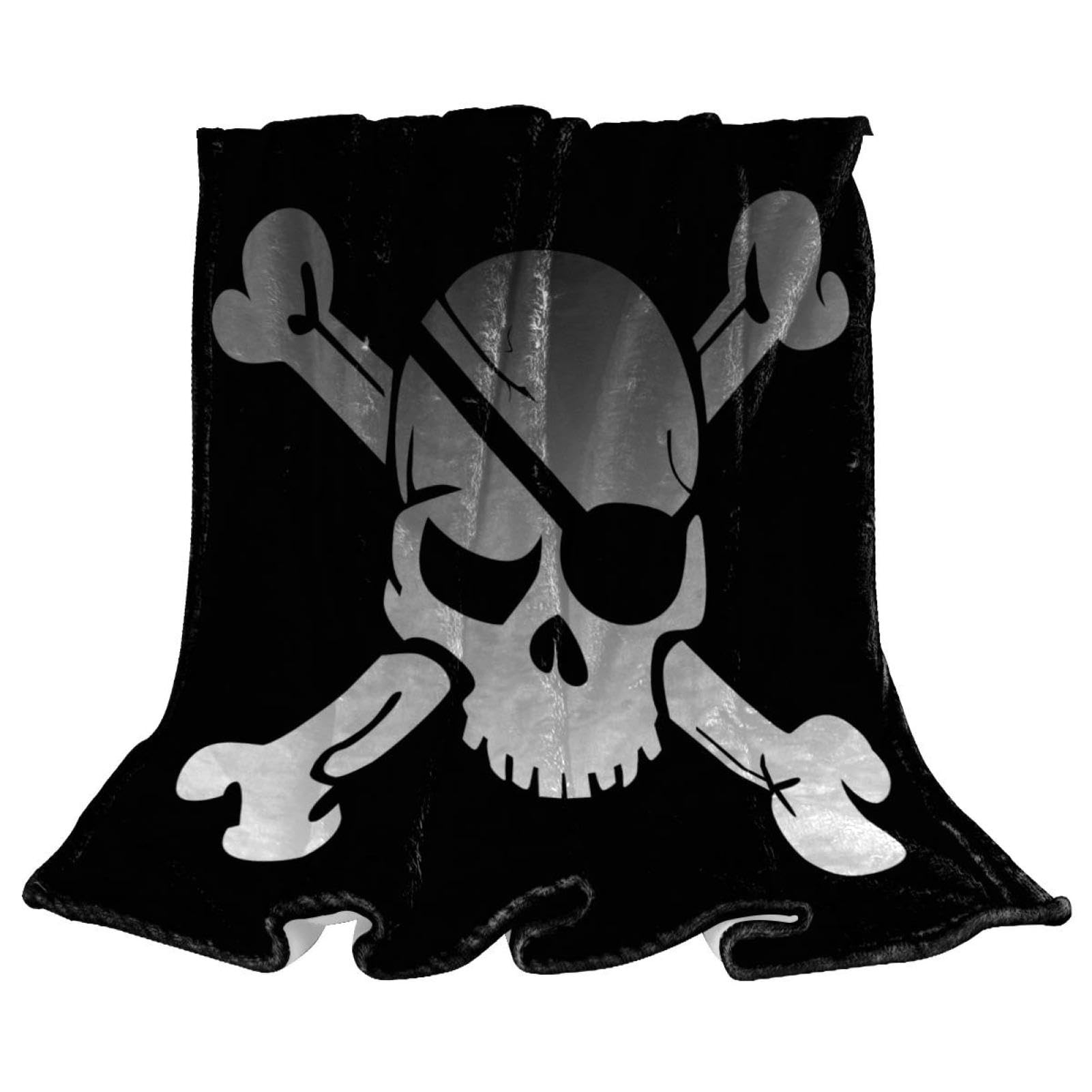 Plaid pirate tête de mort couverture polaire chaude pour soirée cinéma au salon